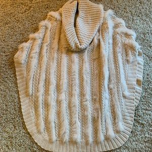 Faux fur cream poncho, lightly worn